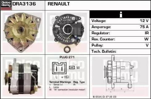 Remy DRA3136 - Alternator autospares.lv