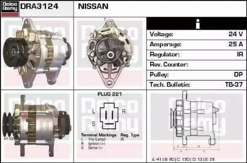 Remy DRA3124 - Alternator autospares.lv