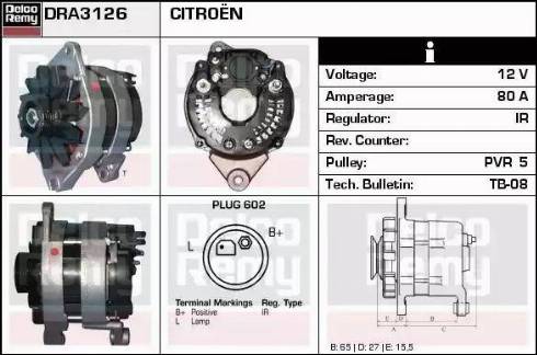 Remy DRA3126 - Alternator autospares.lv