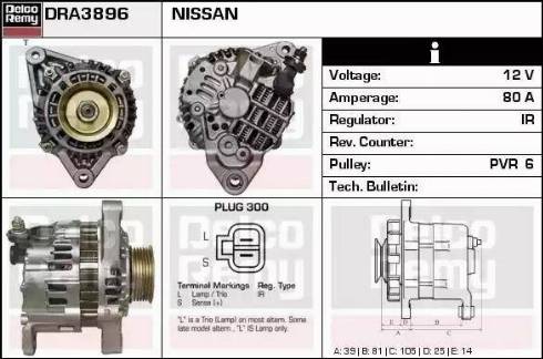 Remy DRA3896 - Alternator autospares.lv