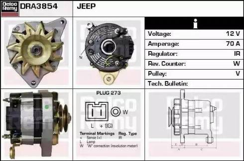 Remy DRA3854 - Alternator autospares.lv