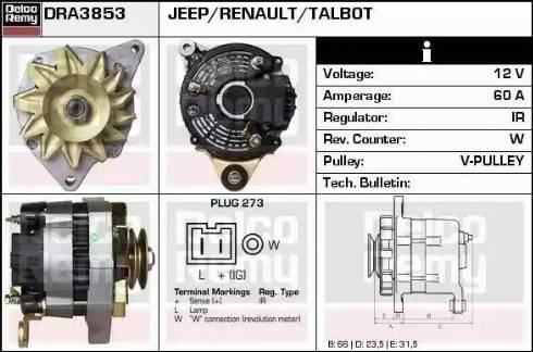 Remy DRA3853 - Alternator autospares.lv