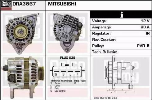 Remy DRA3867 - Alternator autospares.lv