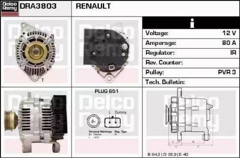 Remy DRA3803 - Alternator autospares.lv