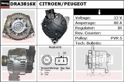 Remy DRA3816X - Alternator autospares.lv