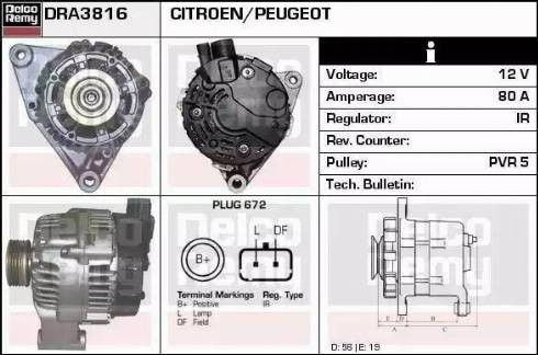 Remy DRA3816 - Alternator autospares.lv