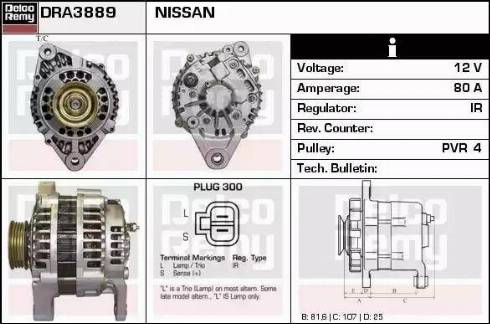 Remy DRA3889 - Alternator autospares.lv