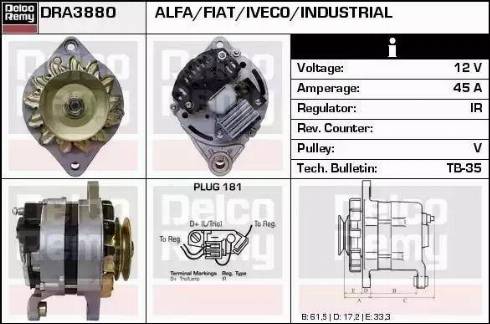 Remy DRA3880 - Alternator autospares.lv