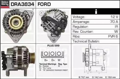 Remy DRA3834 - Alternator autospares.lv