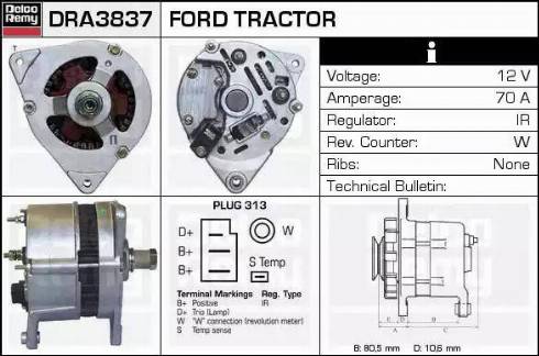 Remy DRA3837 - Alternator autospares.lv