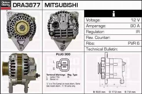 Remy DRA3877 - Alternator autospares.lv