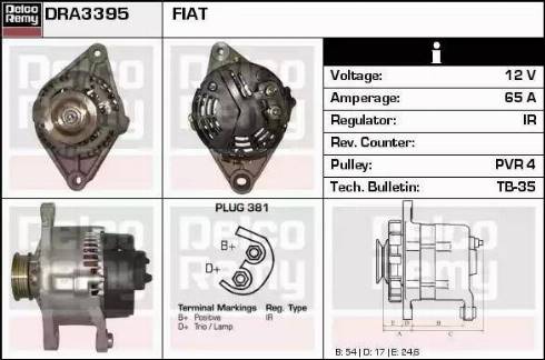 Remy DRA3395 - Alternator autospares.lv