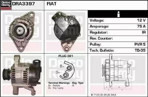 Remy DRA3397 - Alternator autospares.lv