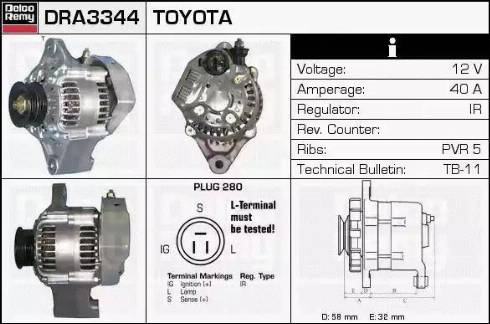 Remy DRA3344 - Alternator autospares.lv