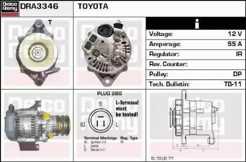 Remy DRA3346 - Alternator autospares.lv