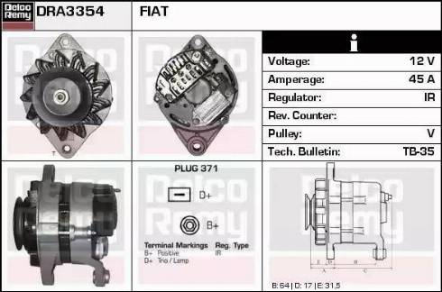 Remy DRA3354 - Alternator autospares.lv