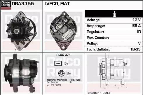 Remy DRA3355 - Alternator autospares.lv