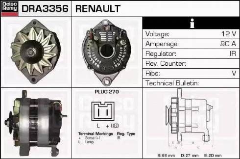 Remy DRA3356 - Alternator autospares.lv