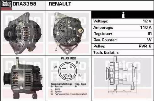 Remy DRA3358 - Alternator autospares.lv