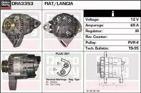 Remy DRA3353 - Alternator autospares.lv