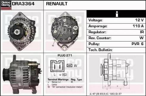 Remy DRA3364 - Alternator autospares.lv
