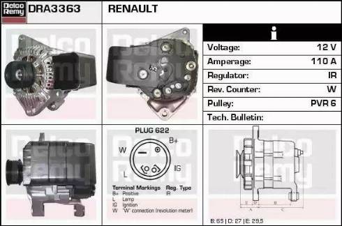 Remy DRA3363 - Alternator autospares.lv