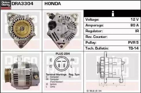 Remy DRA3304 - Alternator autospares.lv