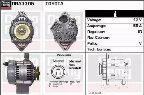 Remy DRA3305 - Alternator autospares.lv