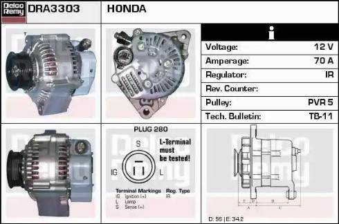 Remy DRA3303 - Alternator autospares.lv