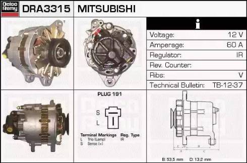 Remy DRA3315 - Alternator autospares.lv