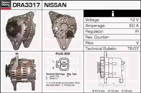 Remy DRA3317 - Alternator autospares.lv