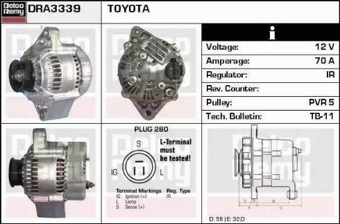 Remy DRA3339 - Alternator autospares.lv