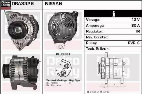 Remy DRA3326 - Alternator autospares.lv