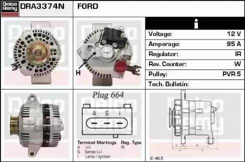 Remy DRA3374N - Alternator autospares.lv