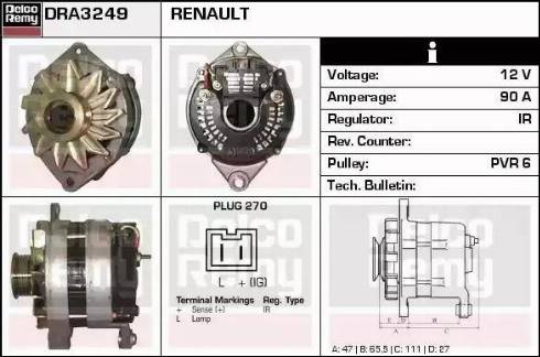 Remy DRA3249 - Alternator autospares.lv