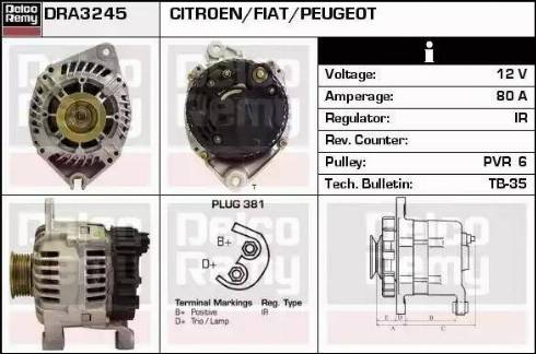 Remy DRA3245 - Alternator autospares.lv