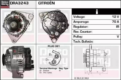 Remy DRA3243 - Alternator autospares.lv