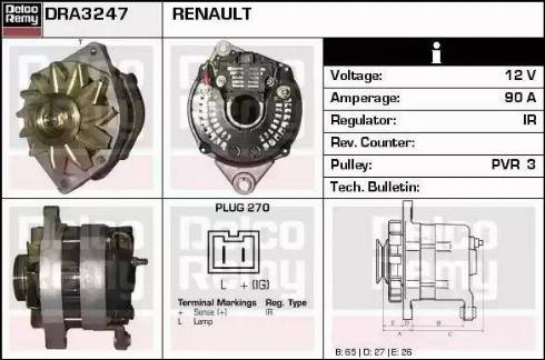 Remy DRA3247 - Alternator autospares.lv