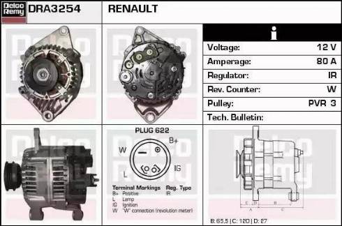 Remy DRA3254 - Alternator autospares.lv