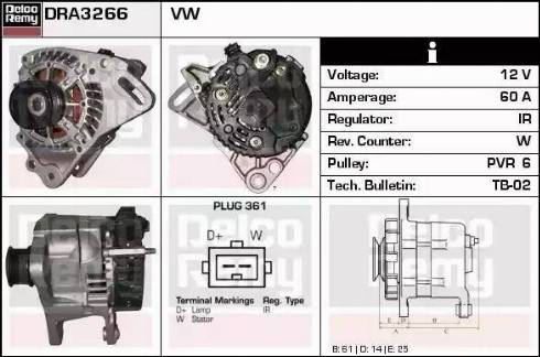 Remy DRA3266 - Alternator autospares.lv