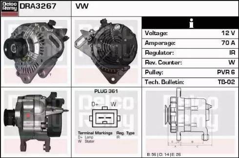 Remy DRA3267 - Alternator autospares.lv