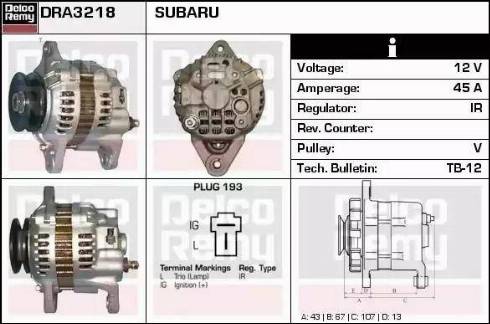 Remy DRA3218 - Alternator autospares.lv