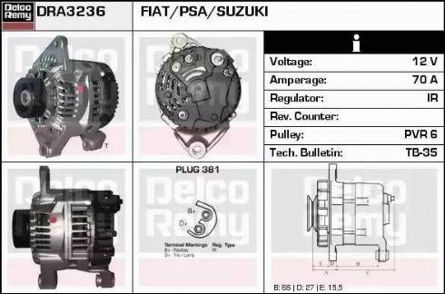 Remy DRA3236 - Alternator autospares.lv