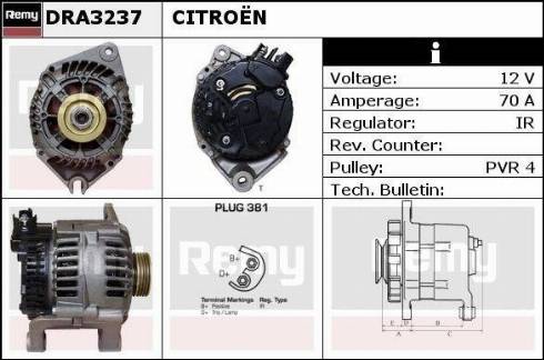 Remy DRA3237 - Alternator autospares.lv