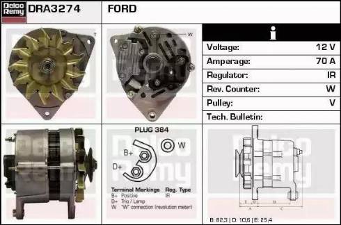 Remy DRA3274 - Alternator autospares.lv