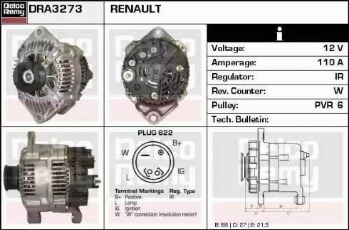 Remy DRA3273 - Alternator autospares.lv