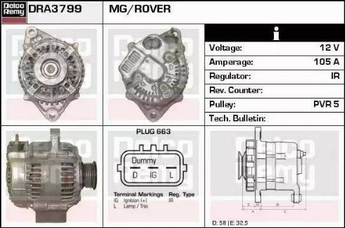 Remy DRA3799 - Alternator autospares.lv