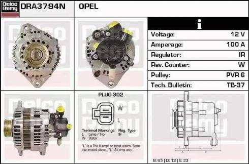 Remy DRA3794N - Alternator autospares.lv