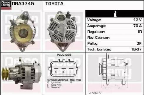 Remy DRA3745 - Alternator autospares.lv