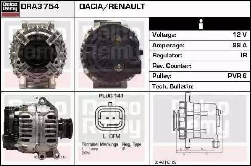 Remy DRA3754 - Alternator autospares.lv